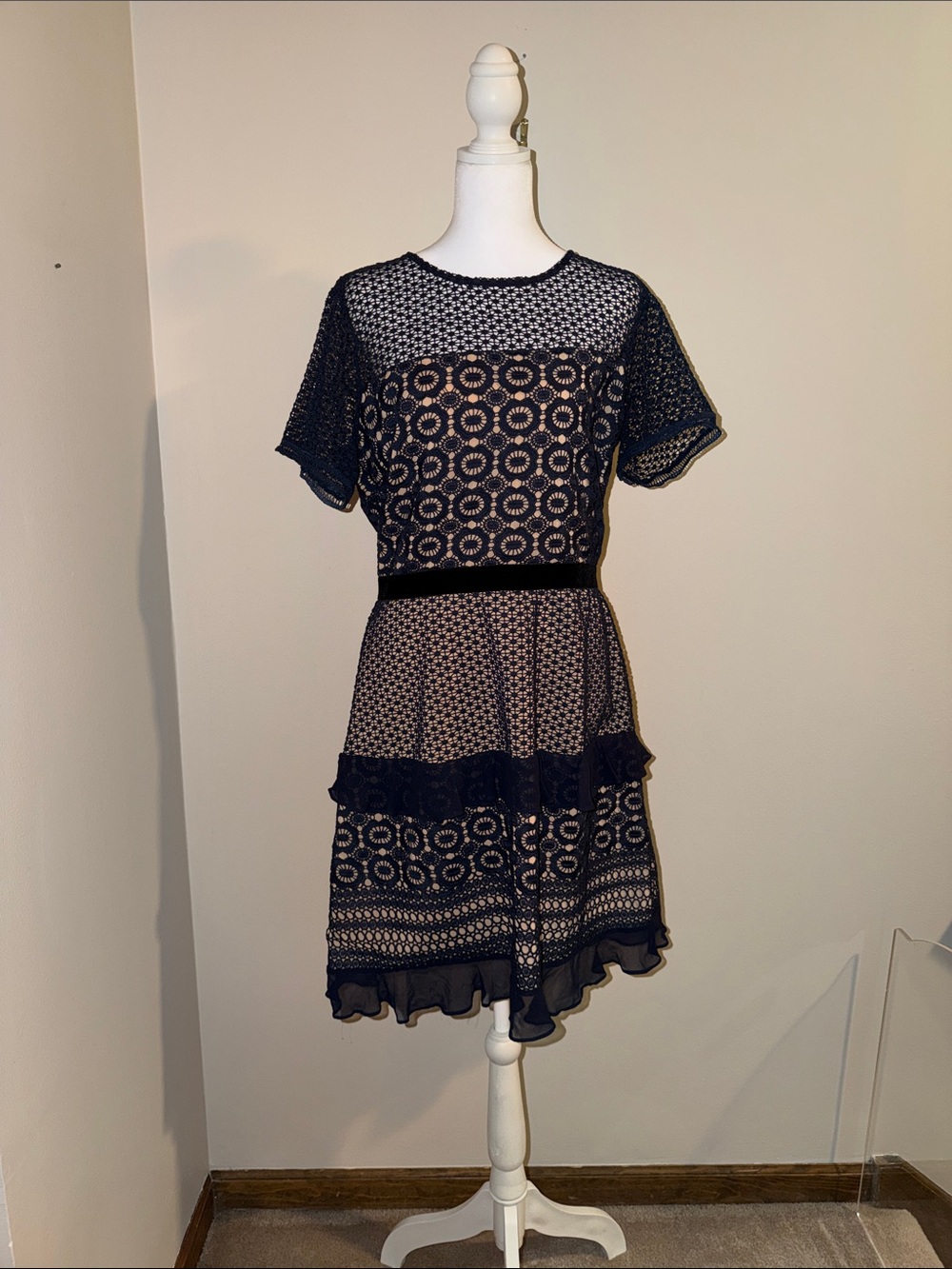 Chelsea28 Black Lace Overlay Mini Dress